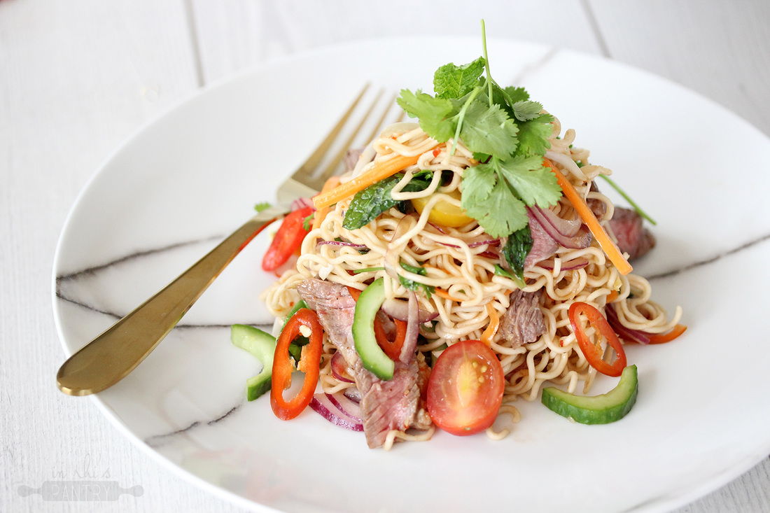 Asian steak and noodle salad